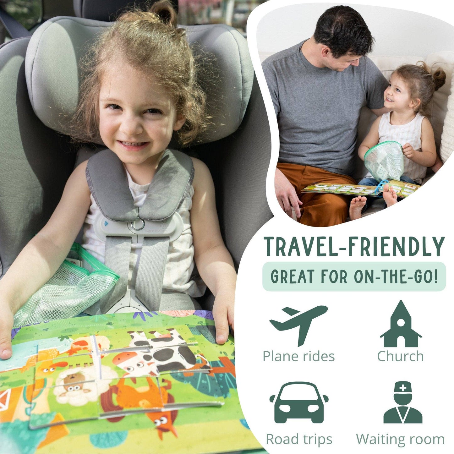 Farm Busy Activity Book for Toddlers w/ Zipper Pouch
