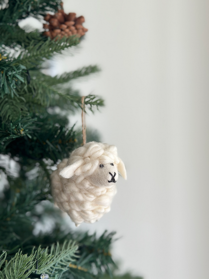 White Felt Sheep Ornament