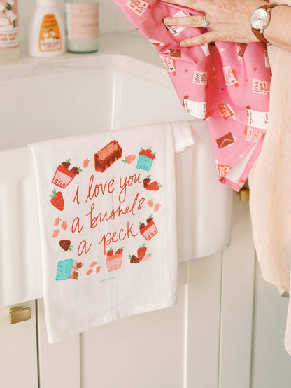 Valentine's Day 'Bushel & A Peck' Flour Sack Tea Towe