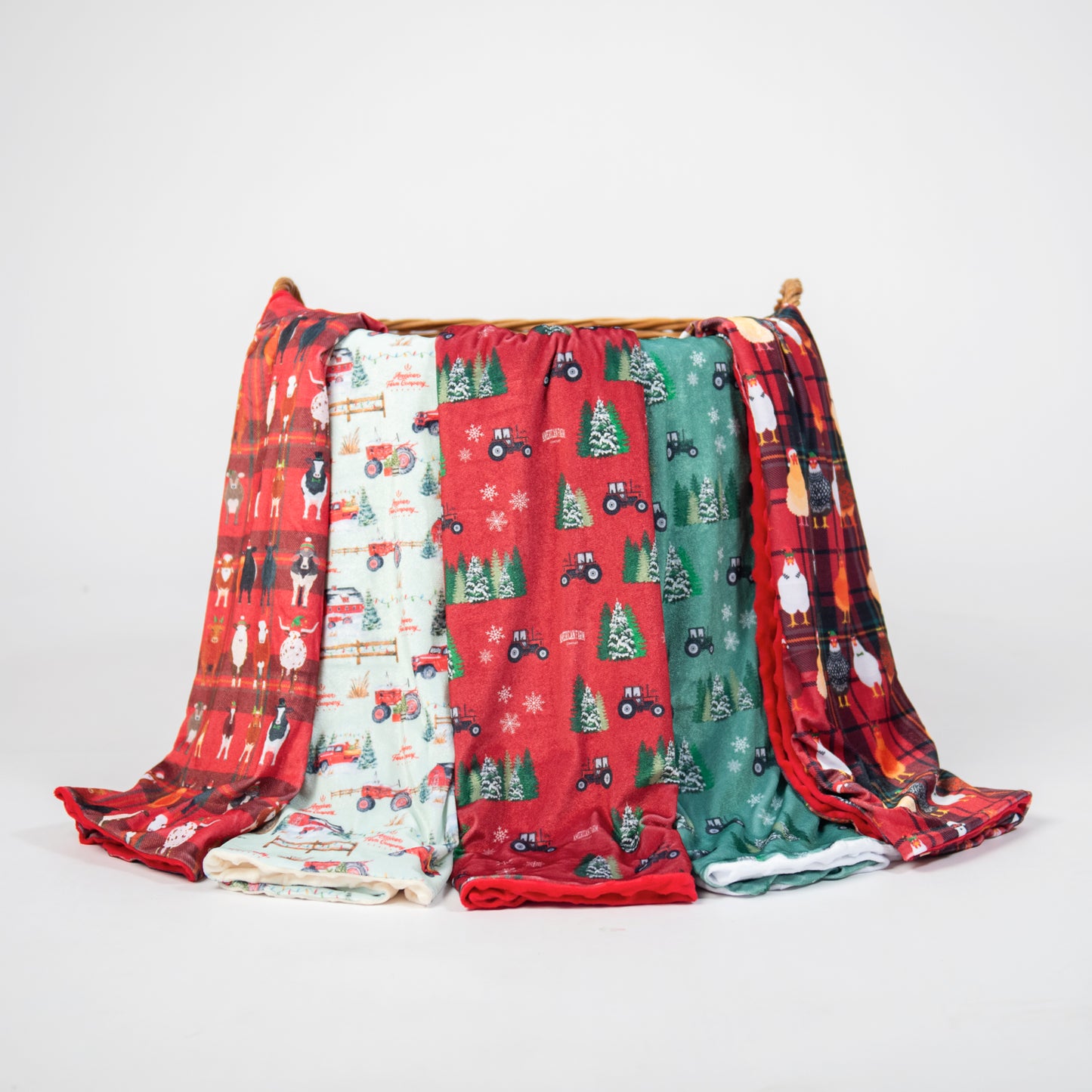 Red Tractor Christmas Minky Blanket