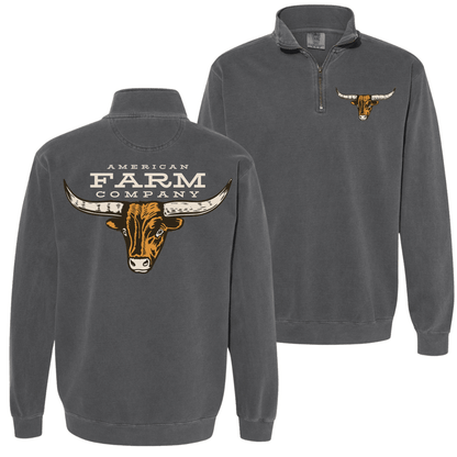 AFC Longhorn Washed Charcoal 1/4 Zip - American Farm Company