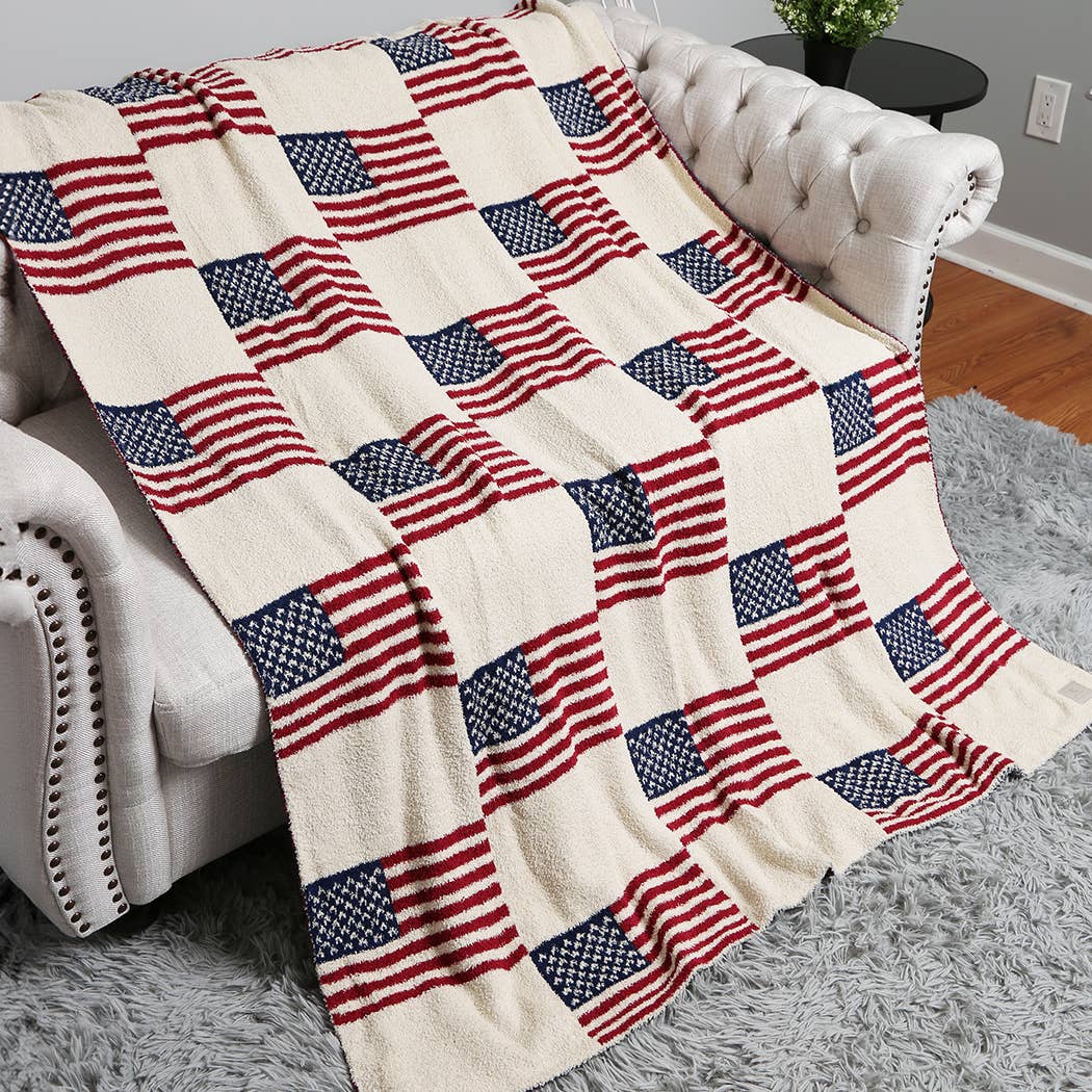 USA Flag Print Soft Throw Blanket