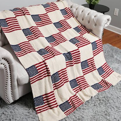 USA Flag Print Soft Throw Blanket