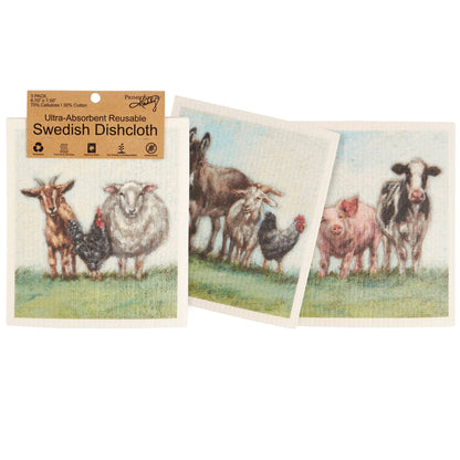 Farm Animal Swedish Dishcloth Set