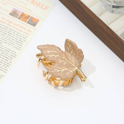 Autumn Maple Leaf Metal Hair Claws with Gold Accents