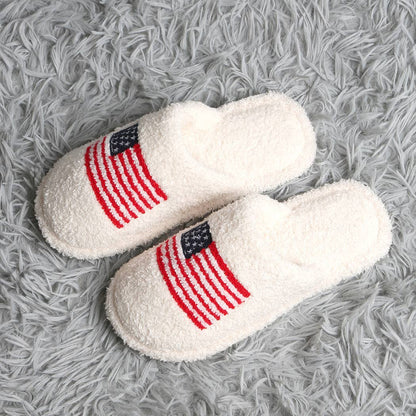 American Flag Embroidered Slippers
