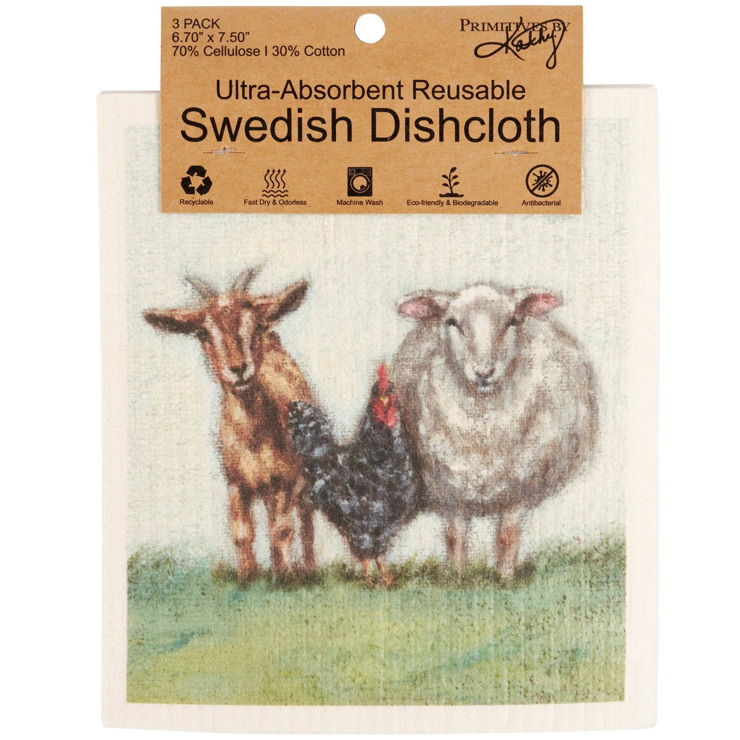 Farm Animal Swedish Dishcloth Set