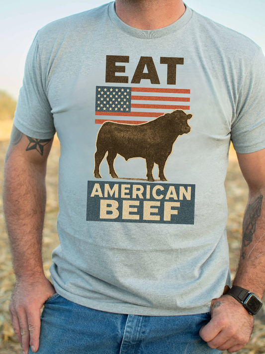 ‘Eat American Beef' Essentials Grey Tee *Preorder*