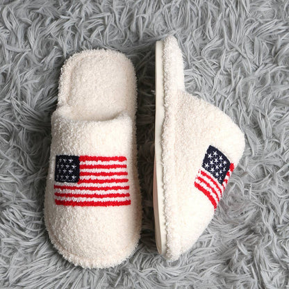 American Flag Embroidered Slippers