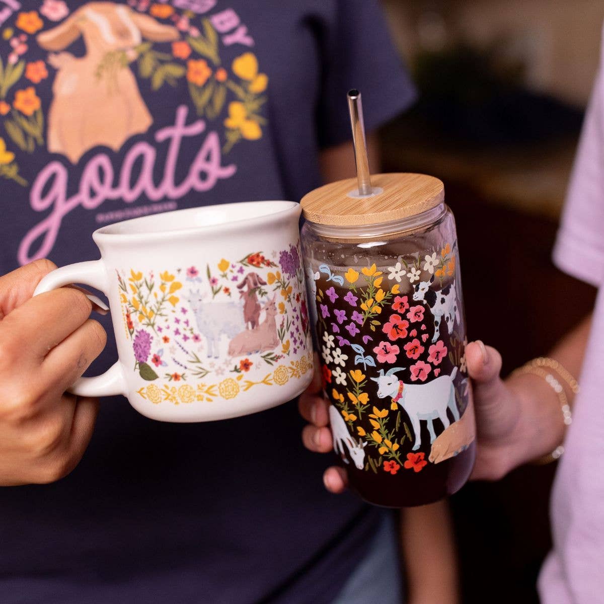 Goat Folk Floral Mug