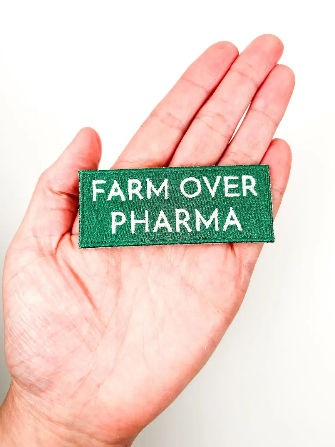 'Farm Over Pharma' Embroidered Iron-On Patch