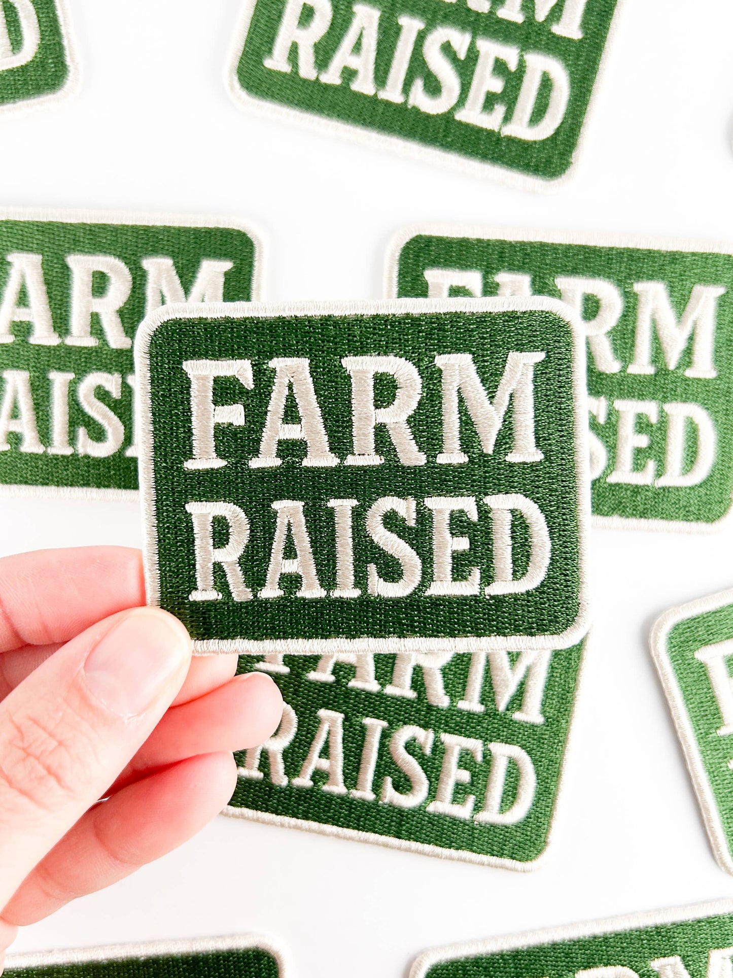'Farm Raised' Embroidered Iron-On Patch