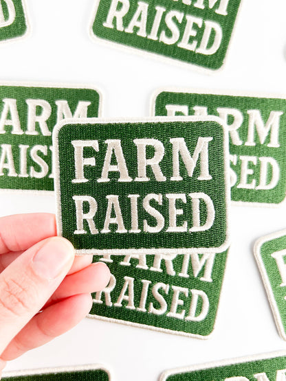 'Farm Raised' Embroidered Iron-On Patch