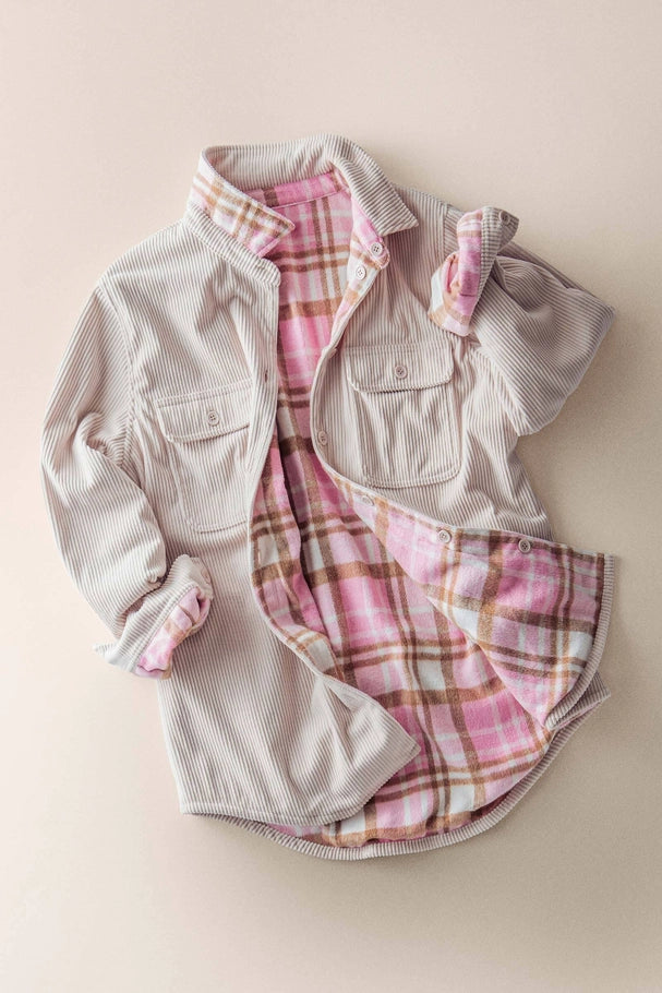 Spring Plaid Lined Reversible Corduroy Flannel Shacket – American Farm ...