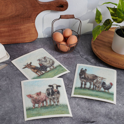 Farm Animal Swedish Dishcloth Set