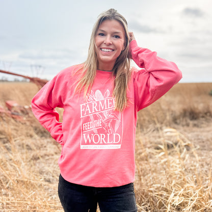 Farmers Feed The World Coral Crewneck