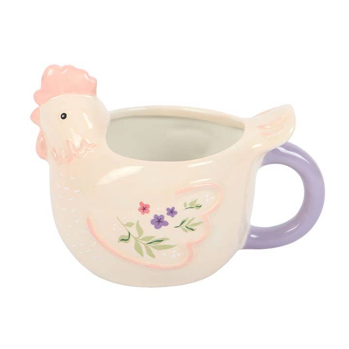 Floral Hen Chicken Shaped Mug