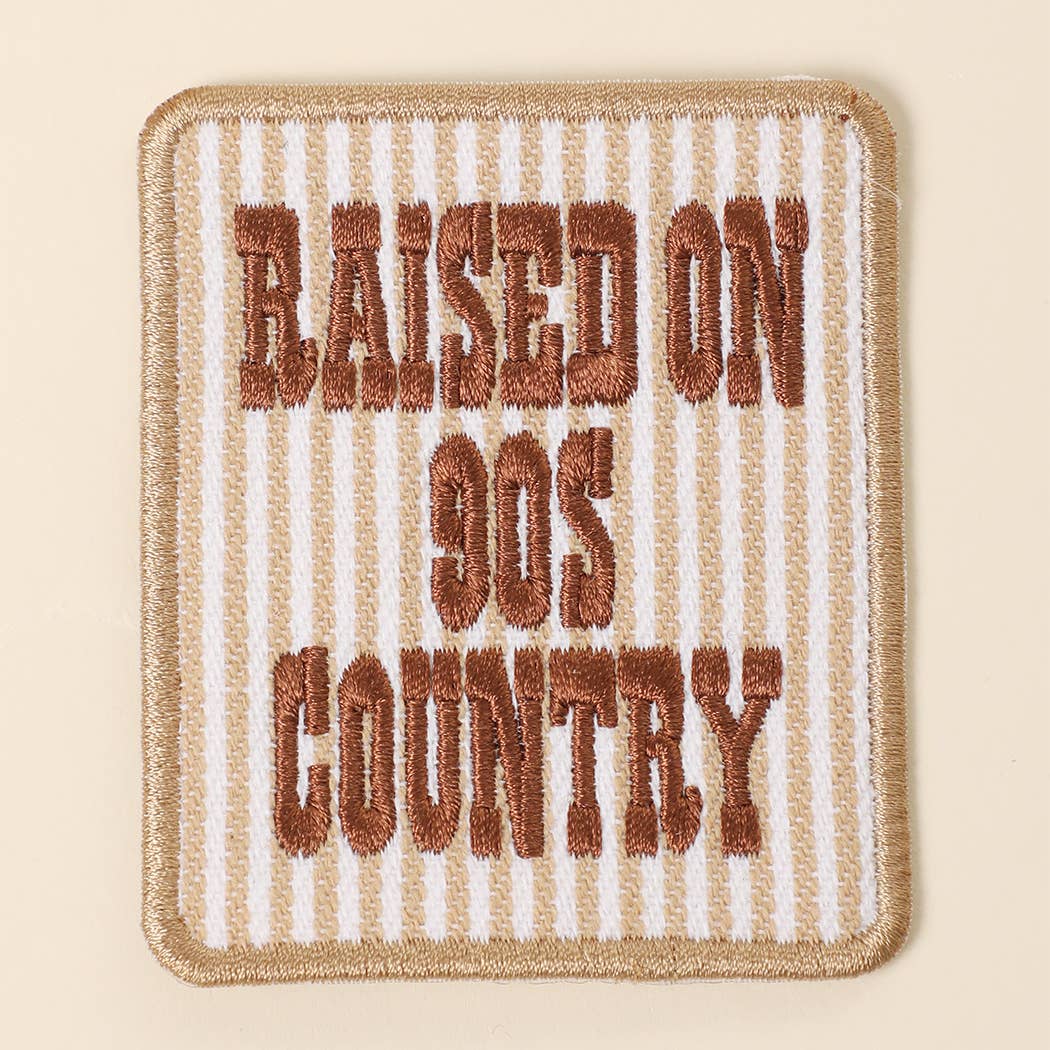 RAISED ON 90S COUNTRY Embroidered Beige Seersucker Patch