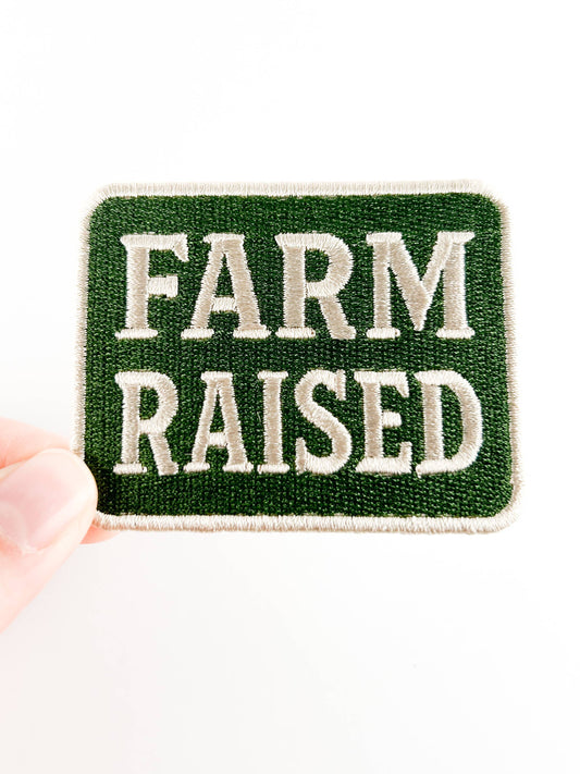 'Farm Raised' Embroidered Iron-On Patch