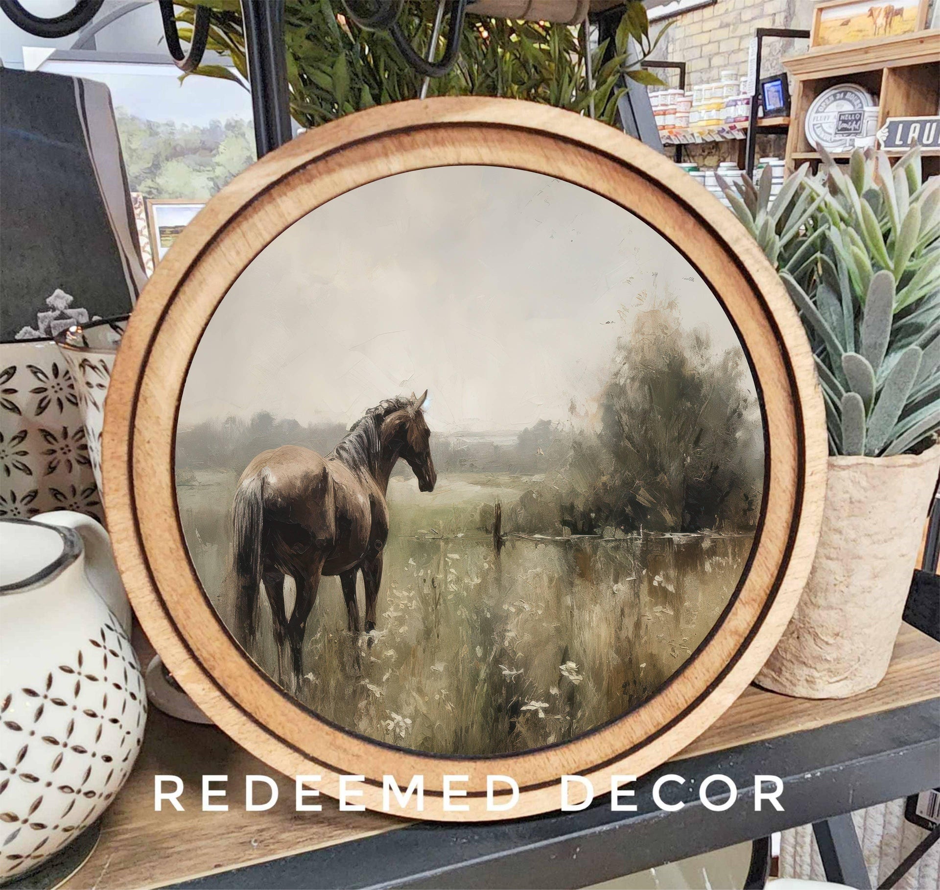 Horse Painting 8" Round Artwork