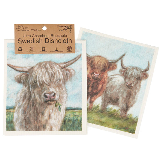 Highland Cows Swedish Dishcloth Set - American Farm Company