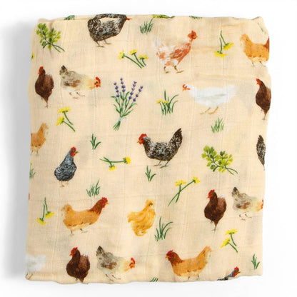 Chicken Meadows Baby Swaddle