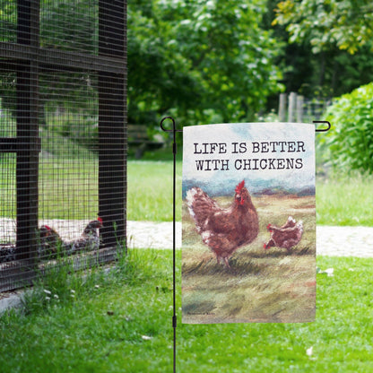 'Life Is Better With Chickens' Garden Flag