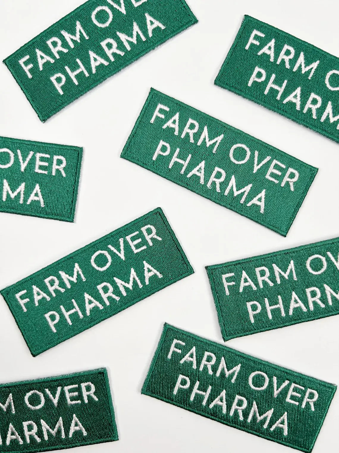 'Farm Over Pharma' Embroidered Iron-On Patch