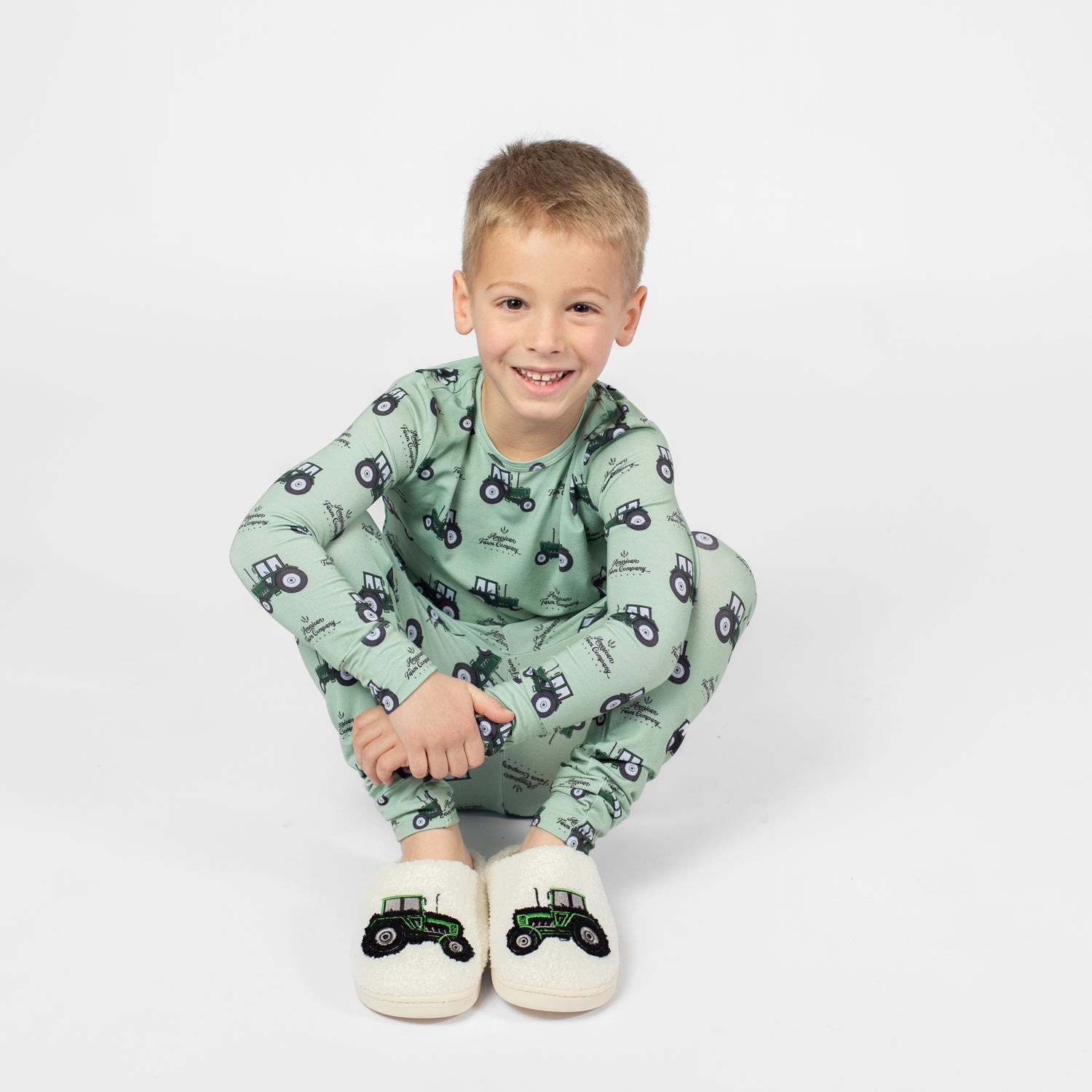 Green Tractor Toddler/Youth Bamboo Pajama Set - American Farm Company
