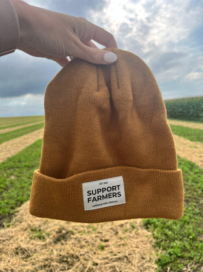 Coyote Brown ‘Support Farmers’ Beanie - American Farm Company