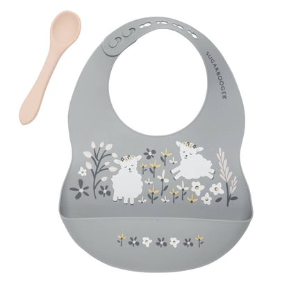 'Lily the Lamb' Silicone Bib & Spoon Set