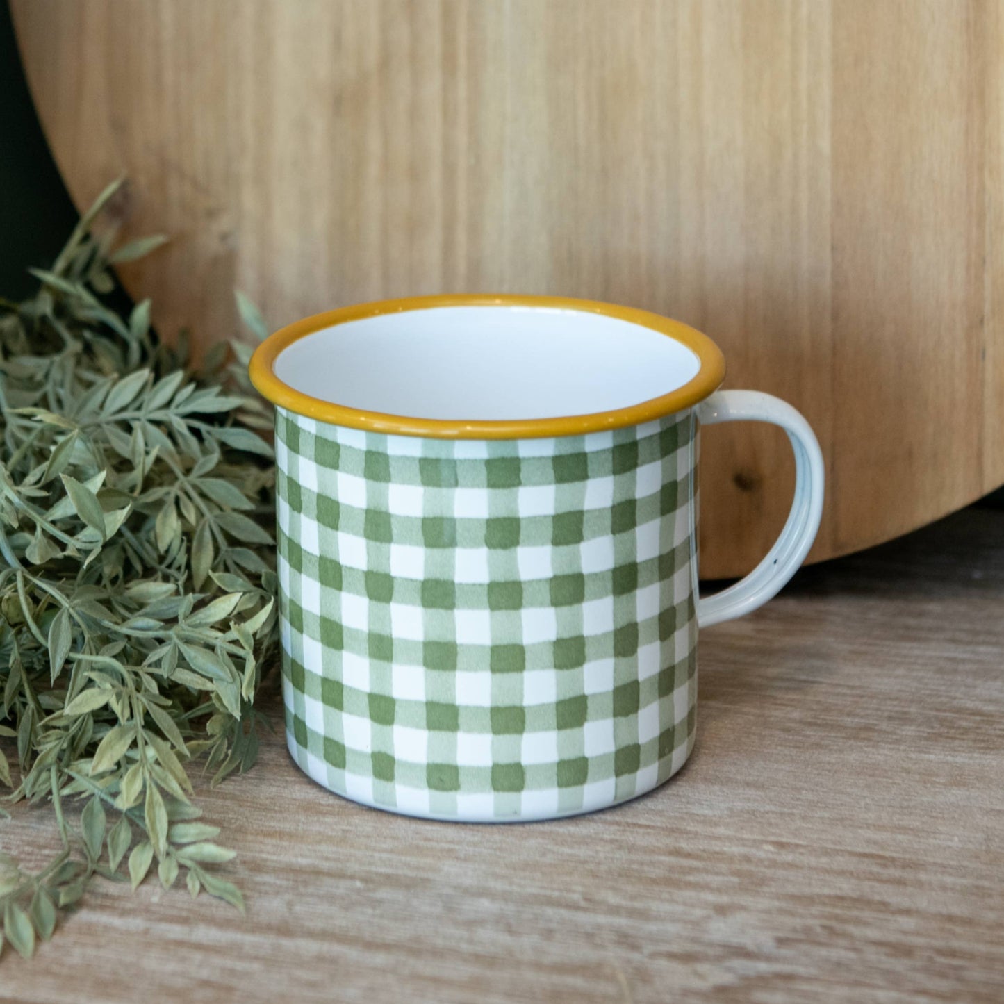 Green Plaid Camp Mug