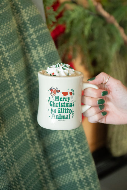 Cow 'Merry Christmas Ya Filthy Animal' Ceramic Mug