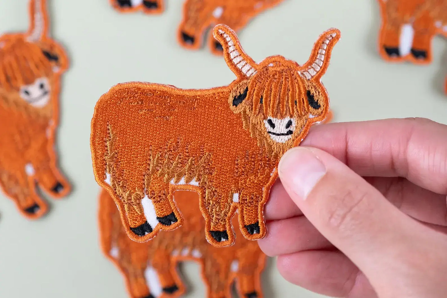 Highland Cow Embroidered Iron-On Patch