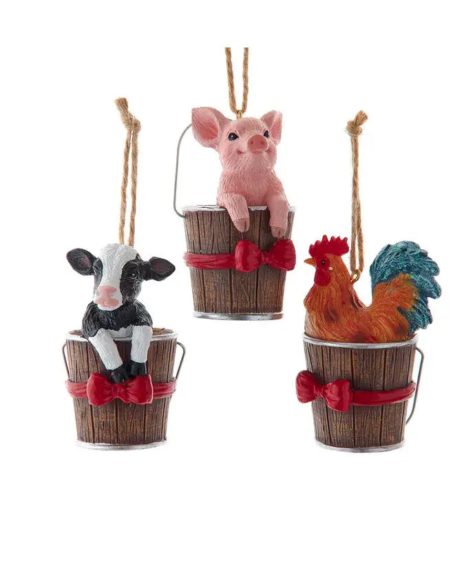 Farm Animal In Bucket Ornament