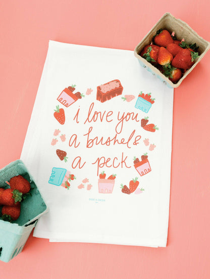 Valentine's Day 'Bushel & A Peck' Flour Sack Tea Towe