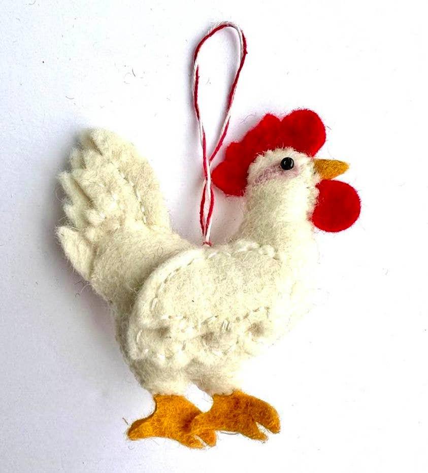 White Felt Hen Ornament - American Farm Company