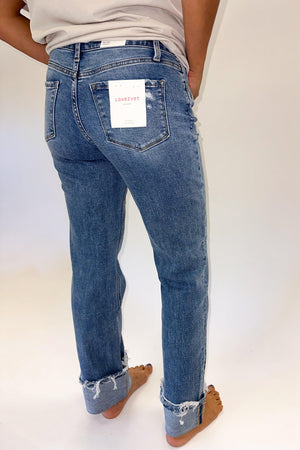 LOVERVET: Mid Rise Cuffed Straight Jeans - American Farm Company