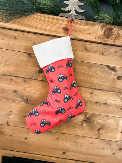 Red Tractor Christmas Stocking