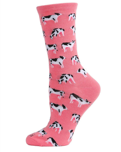 Holstein Cows Bamboo Blend Crew Socks