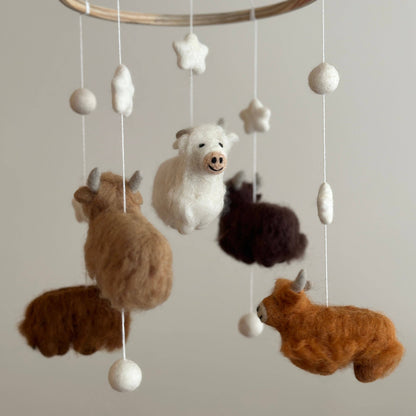 Highland Cow Felt Baby Mobile