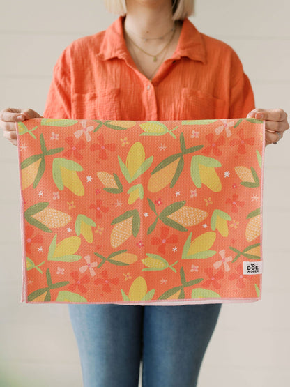 Corn & Flowers Waffle Towel