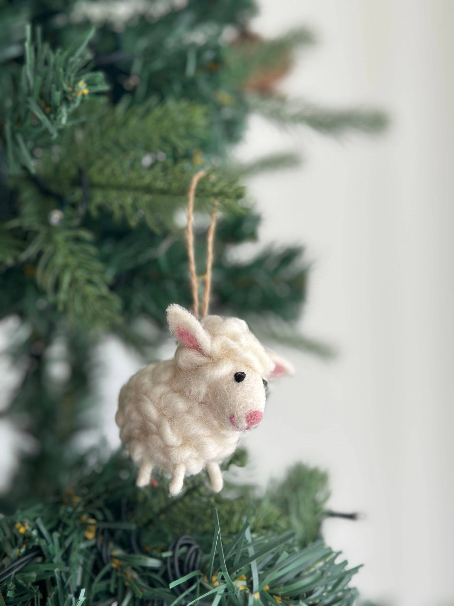 Mini Felt Fluffy Sheep Ornament