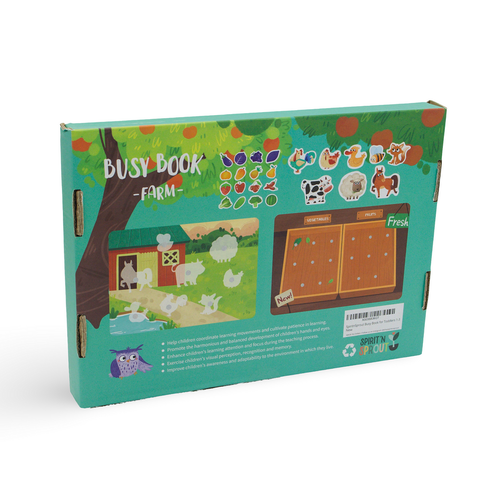 Farm Busy Activity Book for Toddlers w/ Zipper Pouch