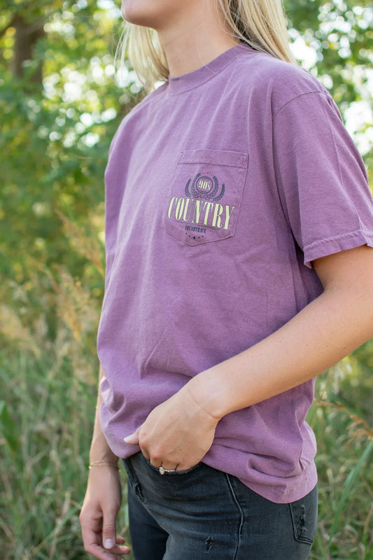 90's Country Soundtrack Dark Mauve Pocket Tee