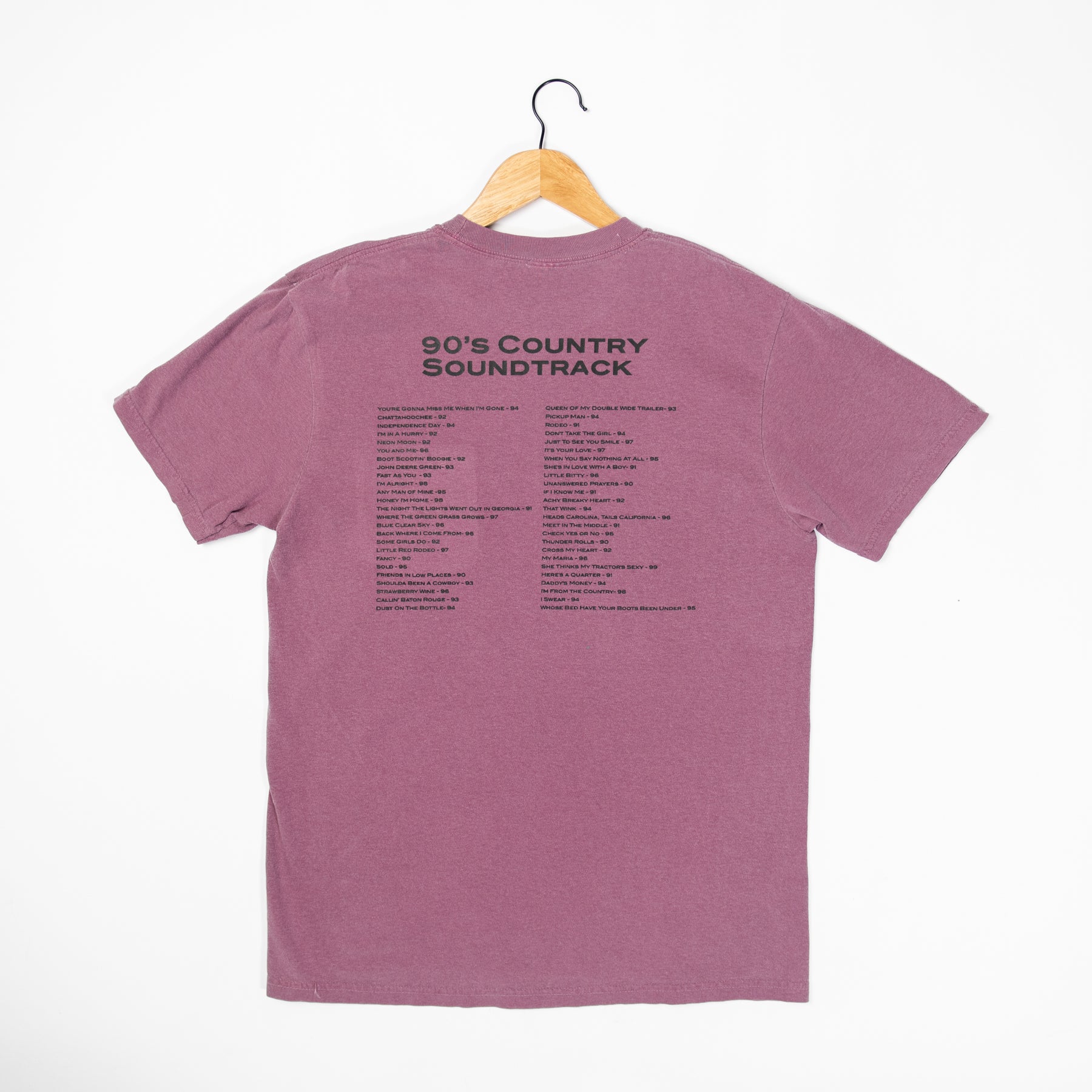 90's Country Soundtrack Dark Mauve Pocket Tee - American Farm Company