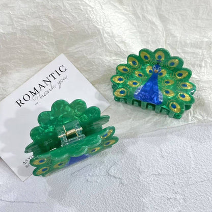 Peacock Hair Claw Clip