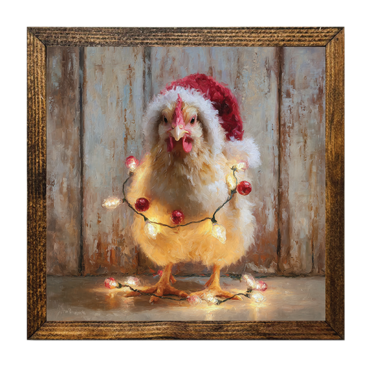 Christmas Chick with Lights Framed Artwork