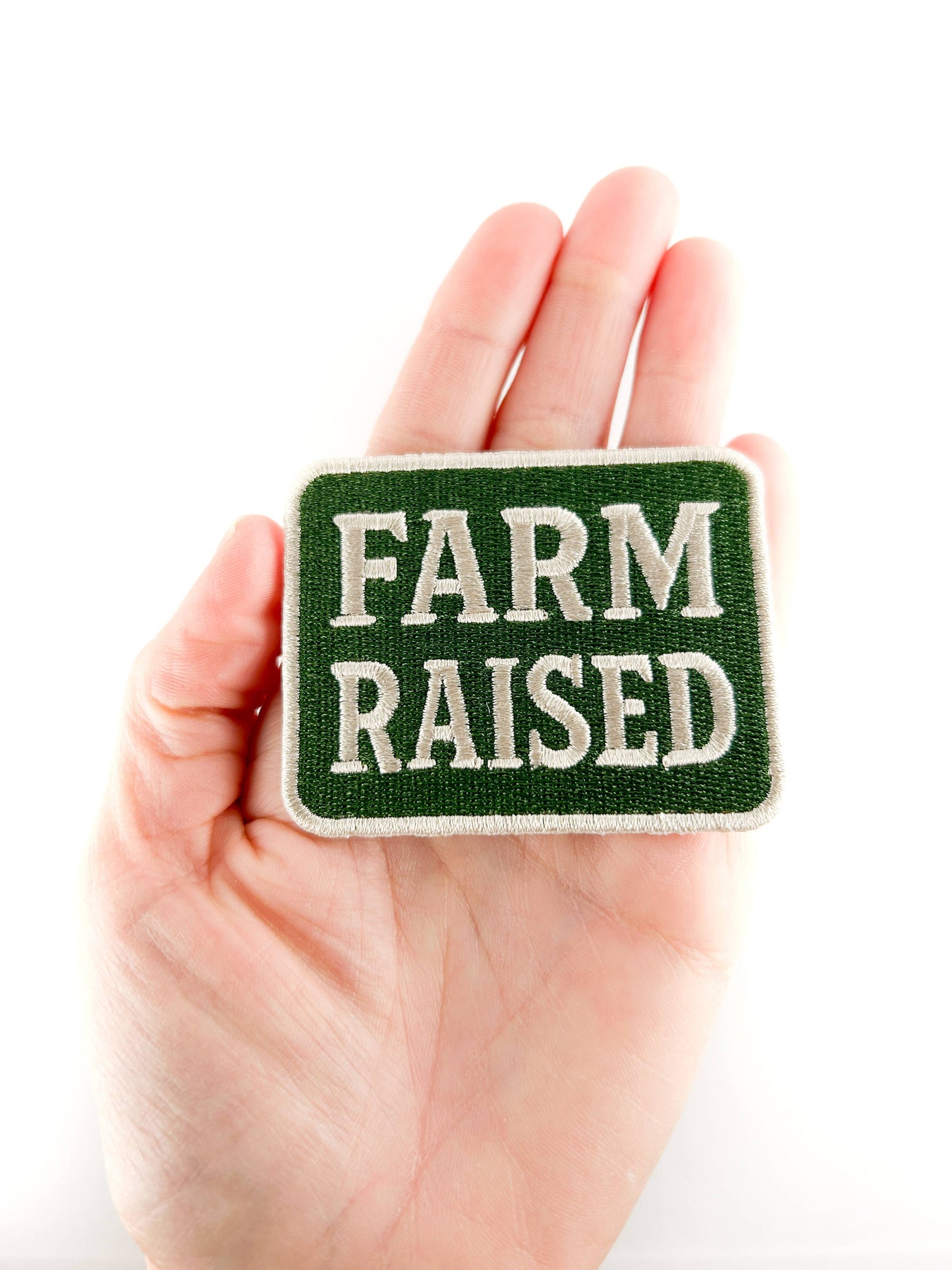 'Farm Raised' Embroidered Iron-On Patch