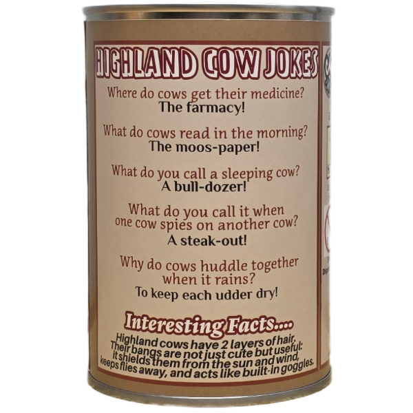 Canned Highland Cow | Plush w/ Jokes